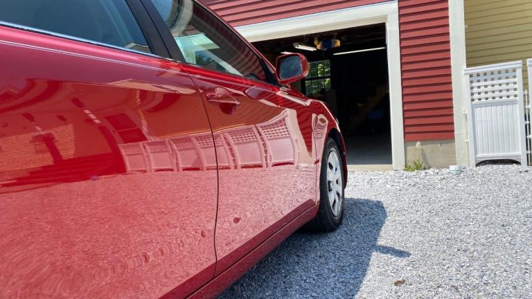 Bright Red Car Paint After Polishing